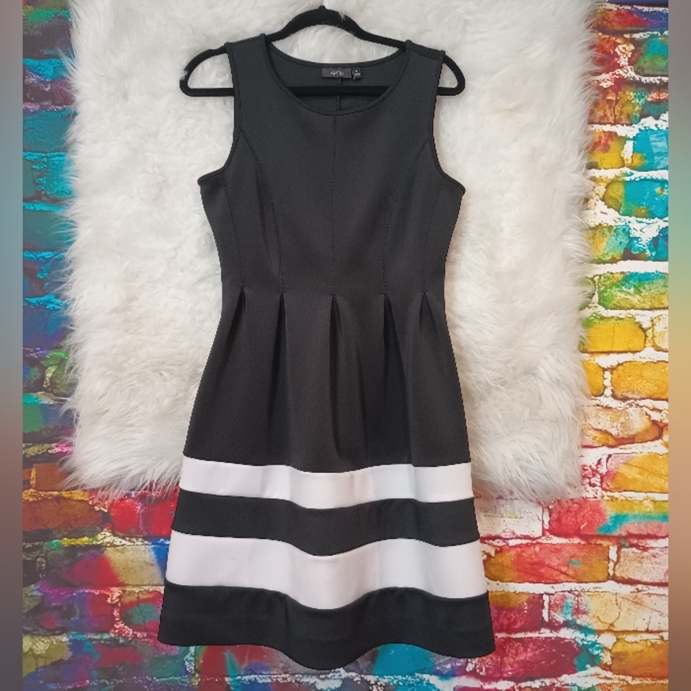 Apt.9 Black and White Striped Sleeveless A-line Dress Size M - Picture 2 of 9